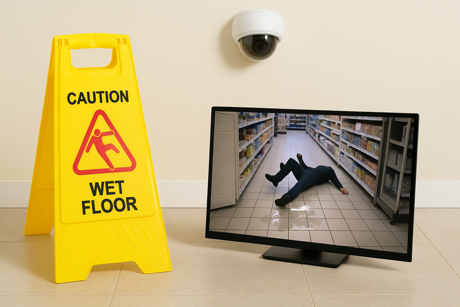 Surveillance footage for slip and fall case in California